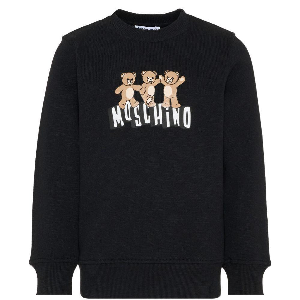 Felpa per bambino Moschino kdis nera con stampa orsetti - Rubino Kids