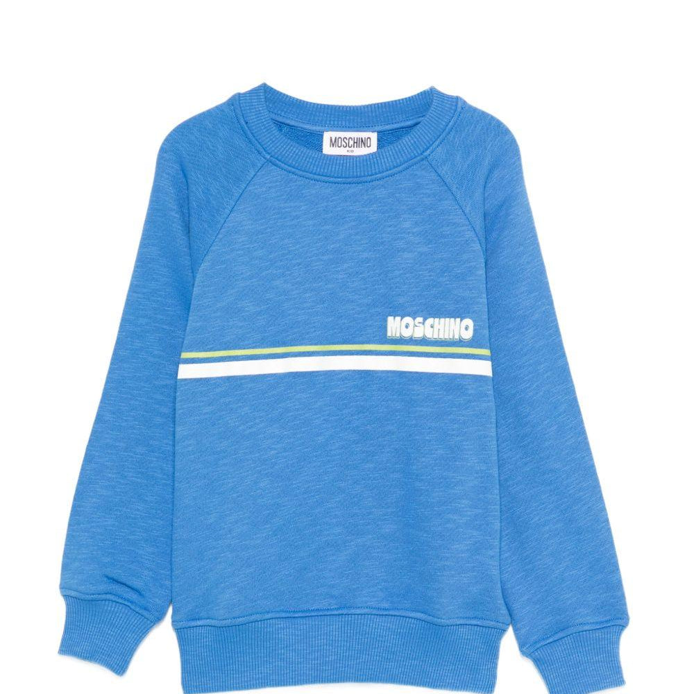 Felpa per bambino Moschino Kids azzurro con dettaglio logo - Rubino Kids