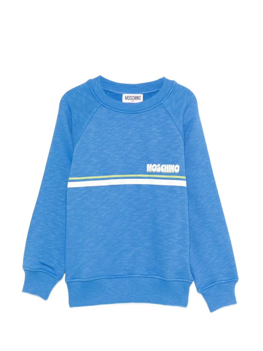 Felpa per bambino Moschino Kids azzurro con dettaglio logo - Rubino Kids