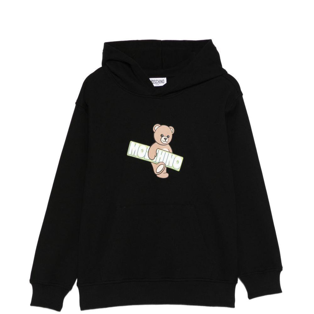 Felpa per bambino Moschino Kids nera con cappuccio - Rubino Kids