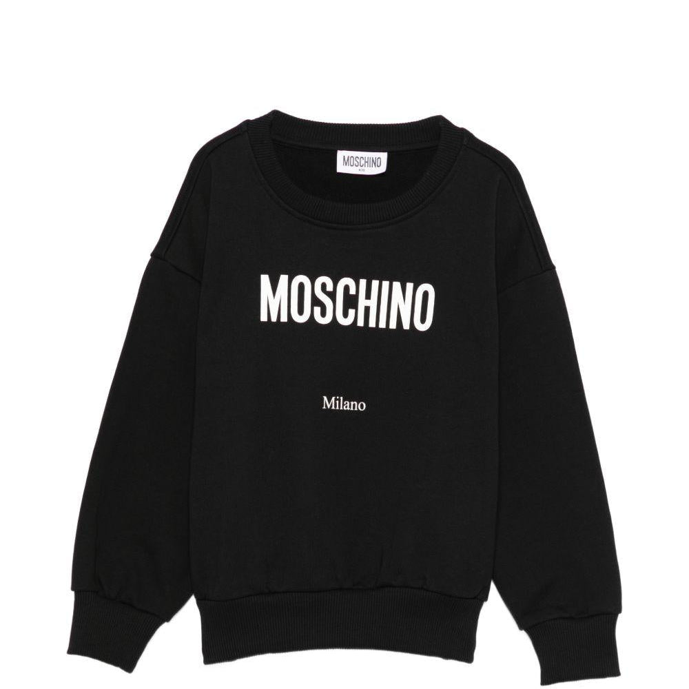 Felpa per bambino Moschino Kids nera con stampa logo - Rubino Kids