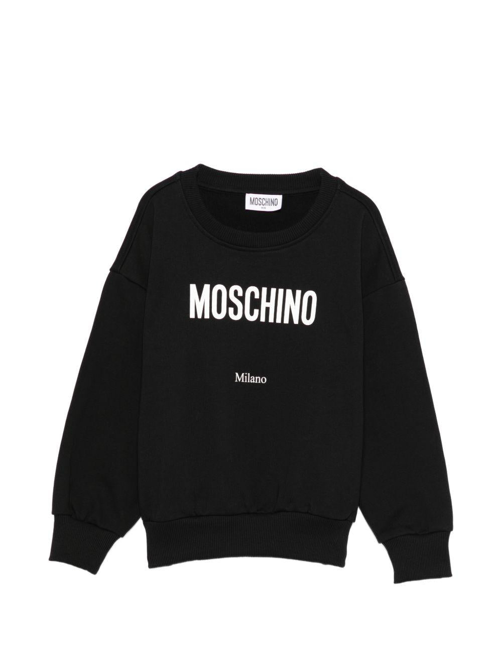 Felpa per bambino Moschino Kids nera con stampa logo - Rubino Kids