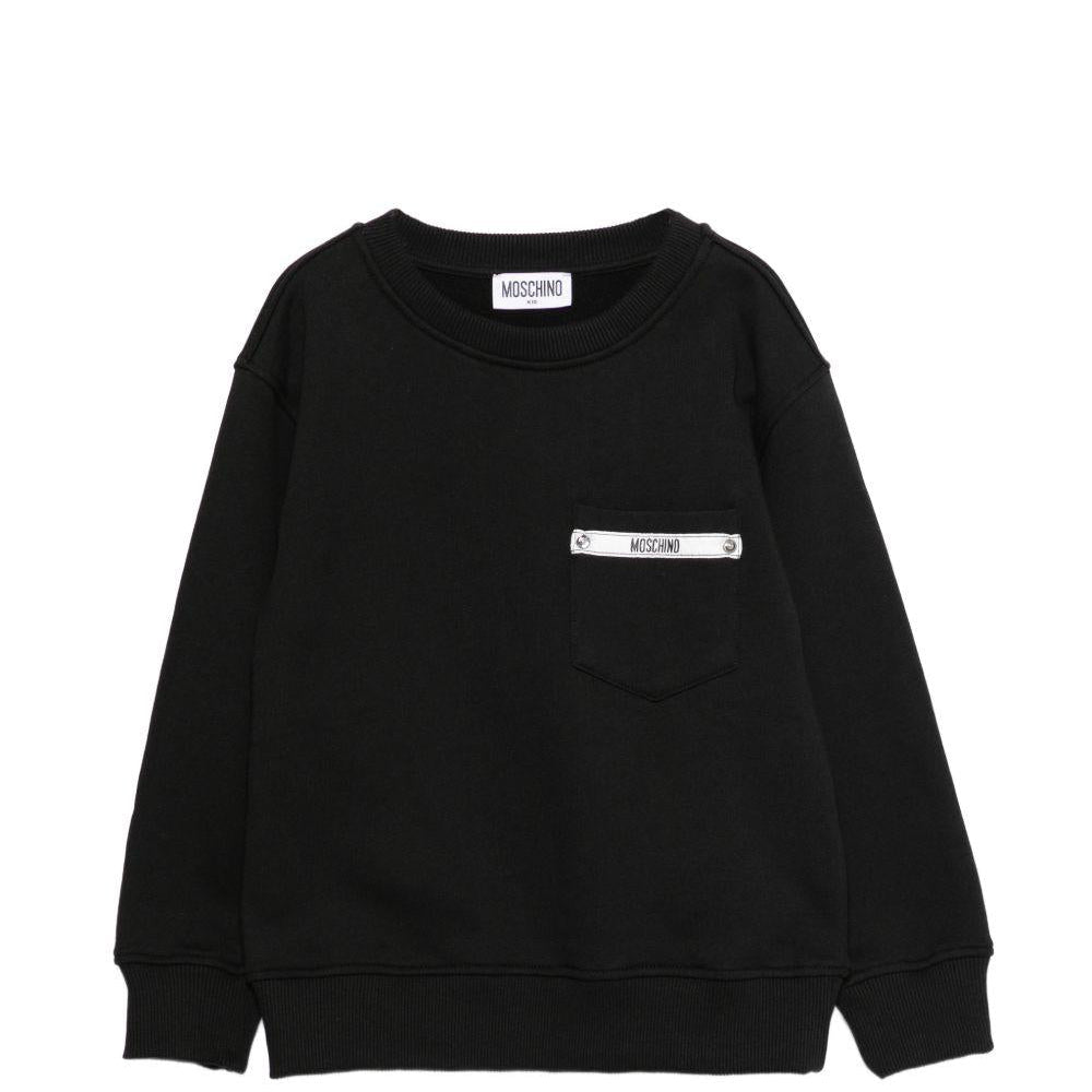 Felpa per bambino Moschino Kids nera con taschino - Rubino Kids
