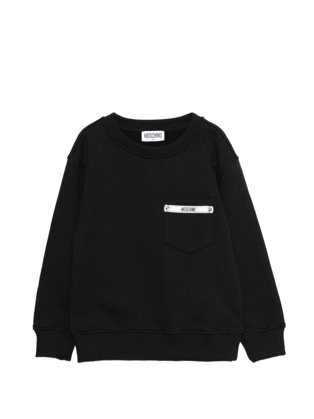 Felpa per bambino Moschino Kids nera con taschino - Rubino Kids