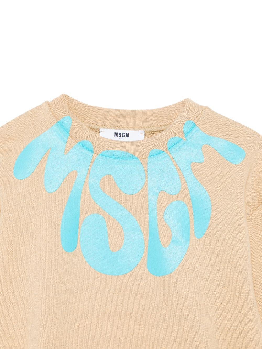Felpa per bambino MSGM Kids beige con logo sul davanti - Rubino Kids