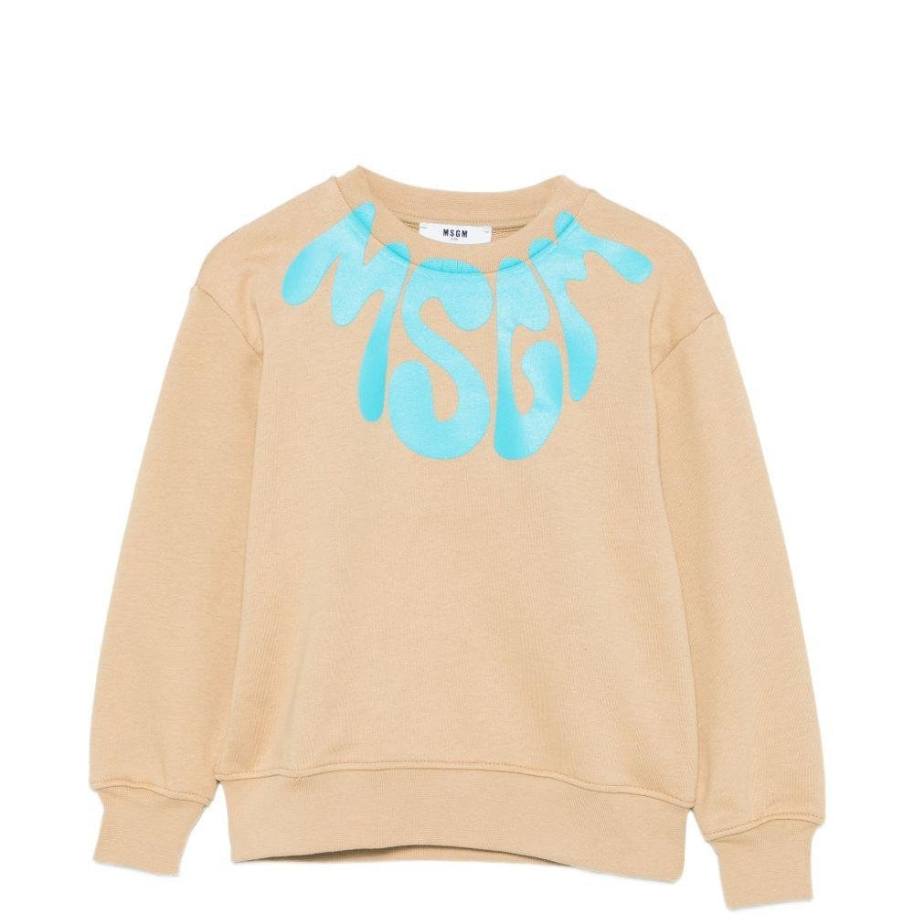 Felpa per bambino MSGM Kids beige con logo sul davanti - Rubino Kids