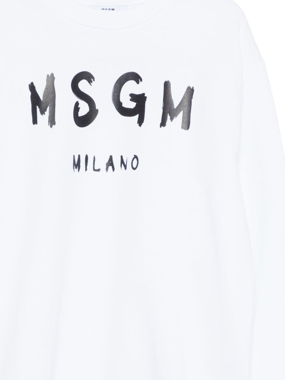 Felpa per bambino MSGM Kids bianca con stampa logo - Rubino Kids