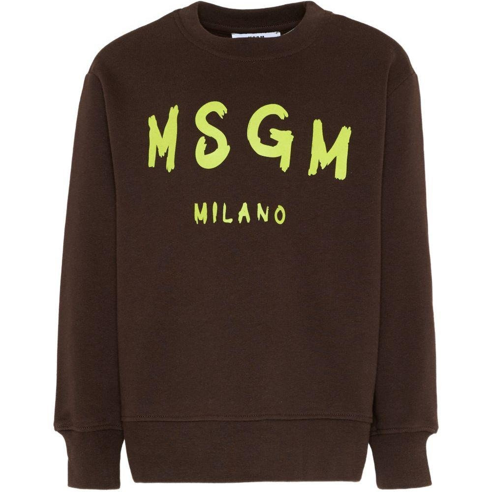 Felpa per bambino MSGM Kids marrone con stampa logo - Rubino Kids