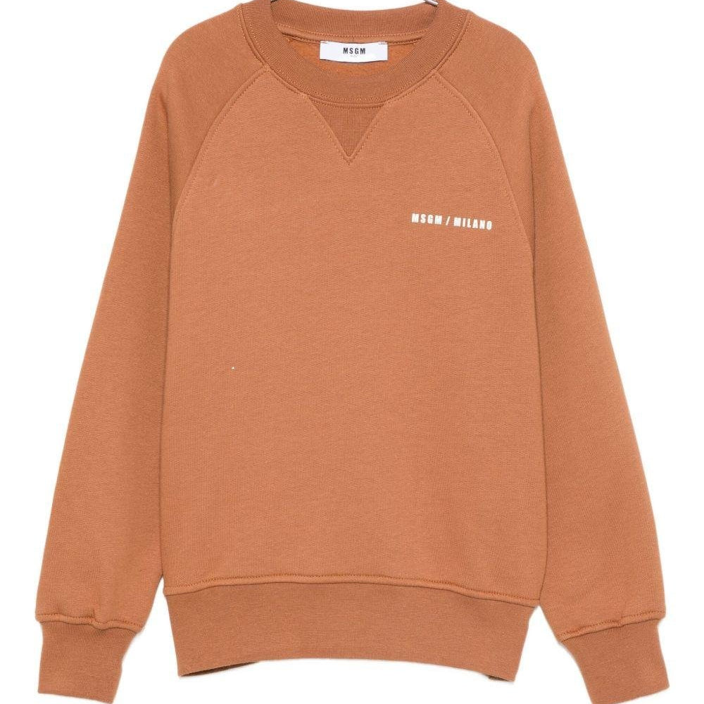 Felpa per bambino MSGM Kids marrone con stampa logo sul davanti - Rubino Kids