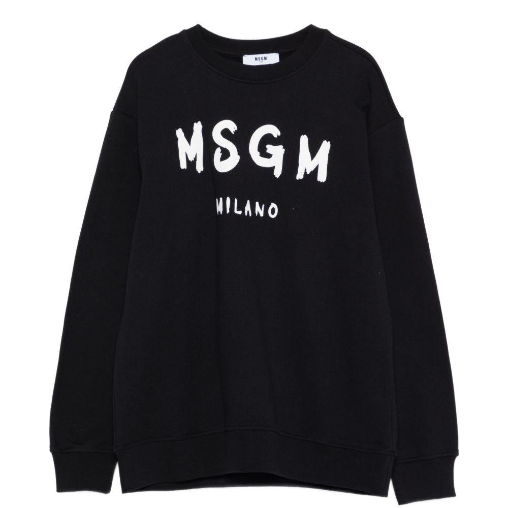 Felpa per bambino MSGM Kids nera con stampa logo - Rubino Kids