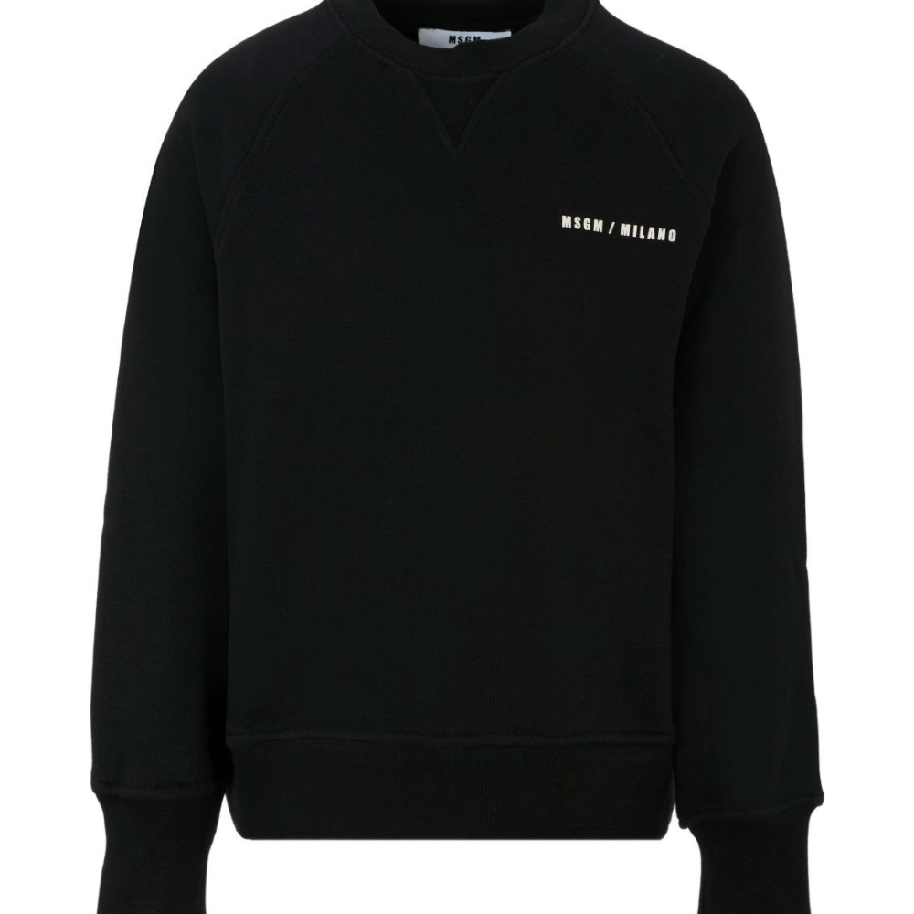 Felpa per bambino MSGM Kids nero con stampa logo - Rubino Kids