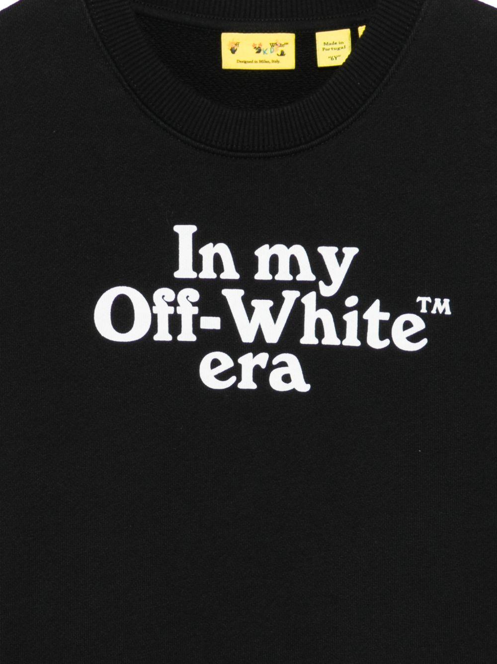 Felpa per bambino Off - White Kids nera con scritta "In my Off - White era" sul davanti - Rubino Kids