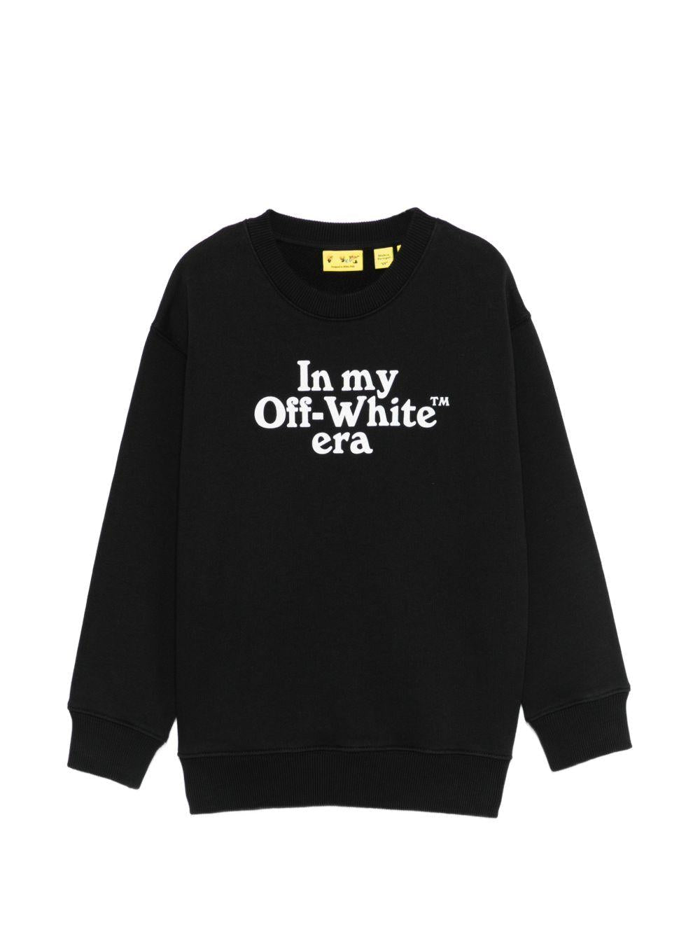 Felpa per bambino Off - White Kids nera con scritta "In my Off - White era" sul davanti - Rubino Kids