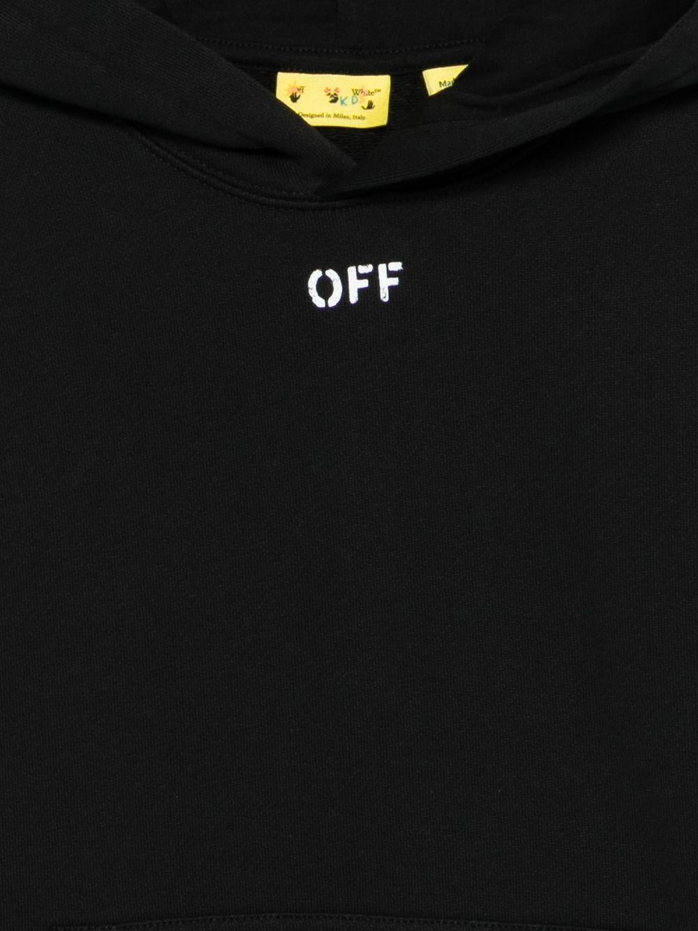 Felpa per bambino Off - White Kids nera con stampa strisce sulle maniche - Rubino Kids