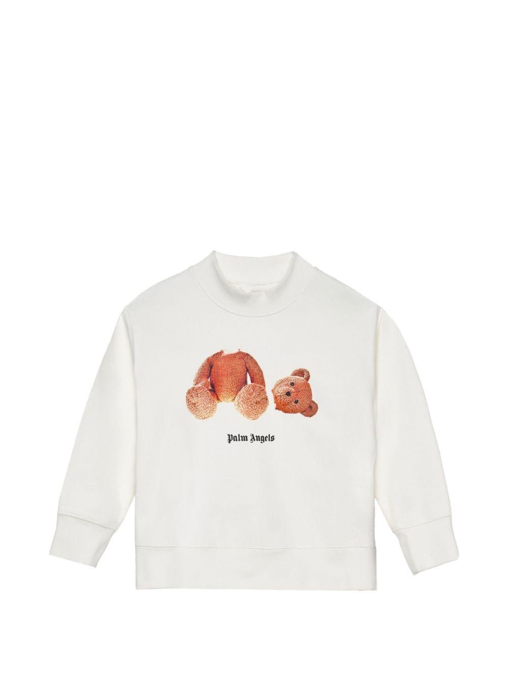 Felpa per bambino Palm Angels Kids bianca con stampa grafica - Rubino Kids