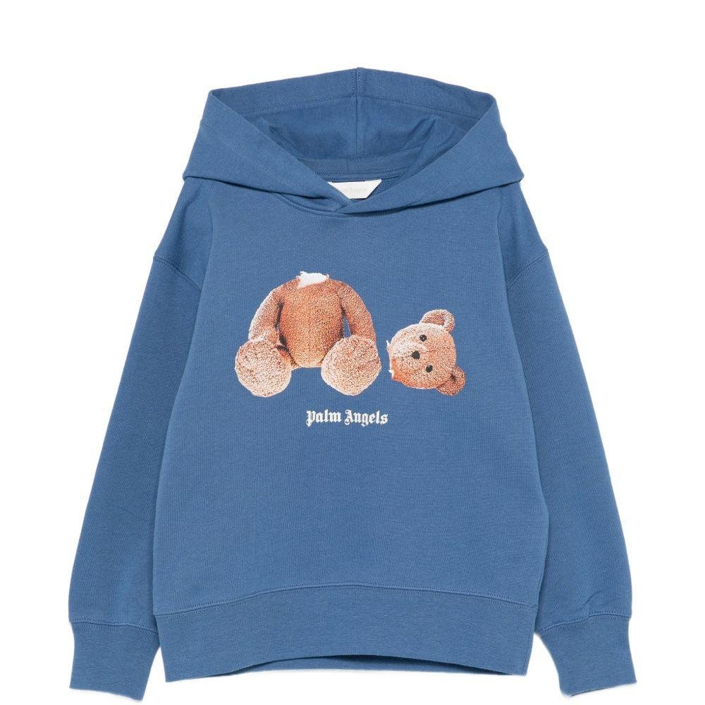Felpa per bambino Palm Angels Kids blu con stampa grafica - Rubino Kids