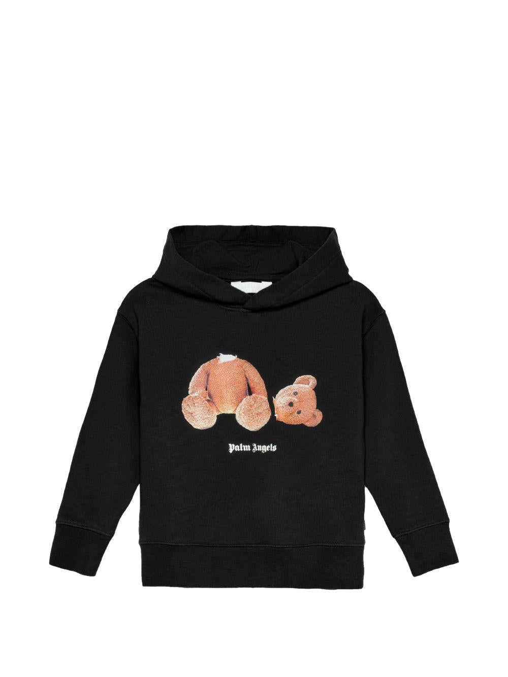 Felpa per bambino Palm Angels Kids nera con stampa orsetto - Rubino Kids