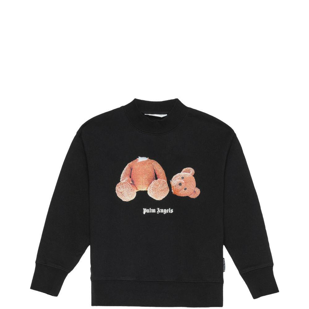 Felpa per bambino Palm Angels Kids nera con stampa orso sul davanti - Rubino Kids