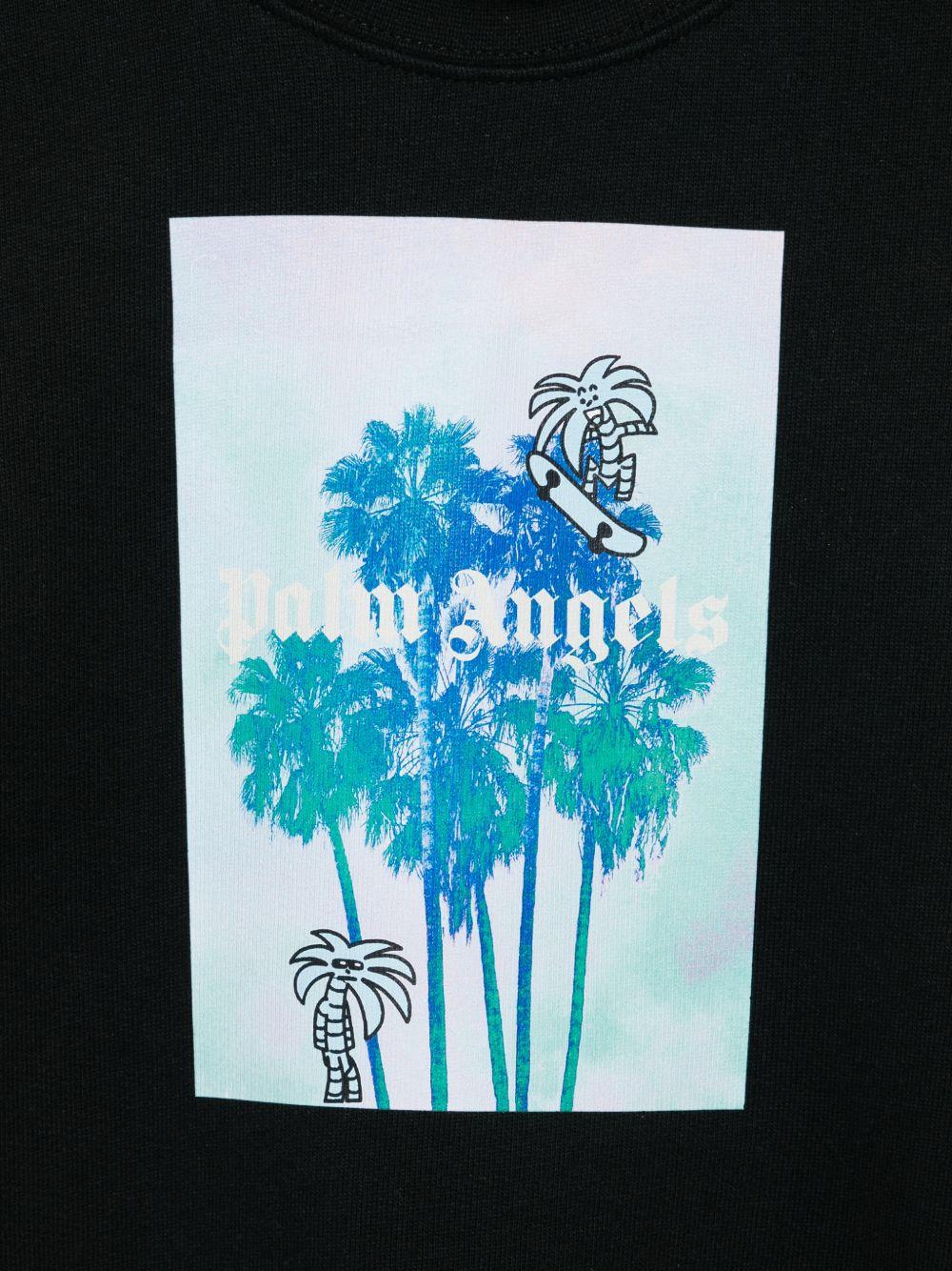 Felpa per bambino Palm Angels Kids nero con stampa grafica - Rubino Kids