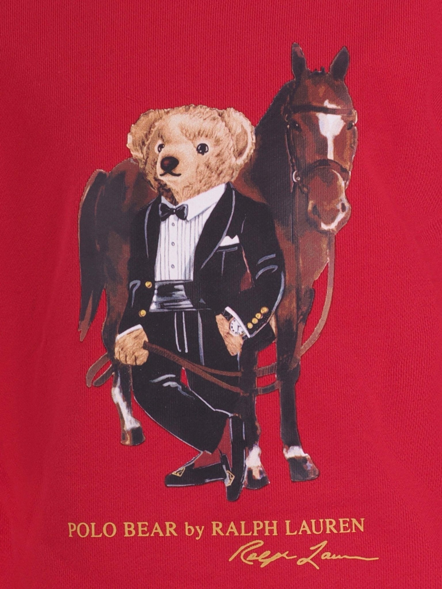 Felpa per bambino Polo Ralph Lauren Kids rossa con stampa Polo Bear - Rubino Kids