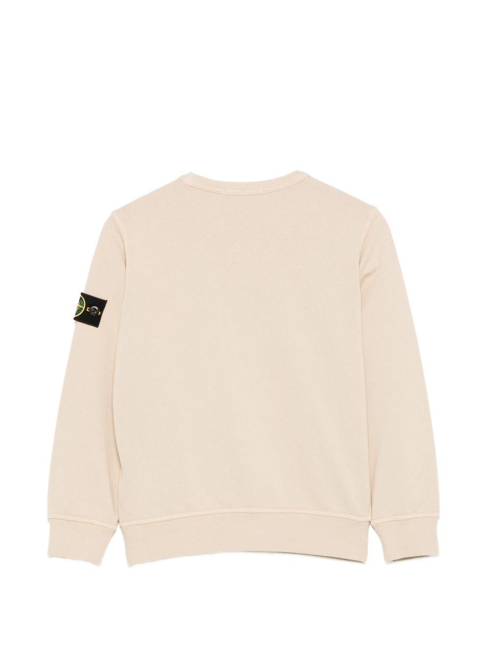 Felpa per bambino Stone Island Junior beige con applicazione logo sulla manica - Rubino Kids