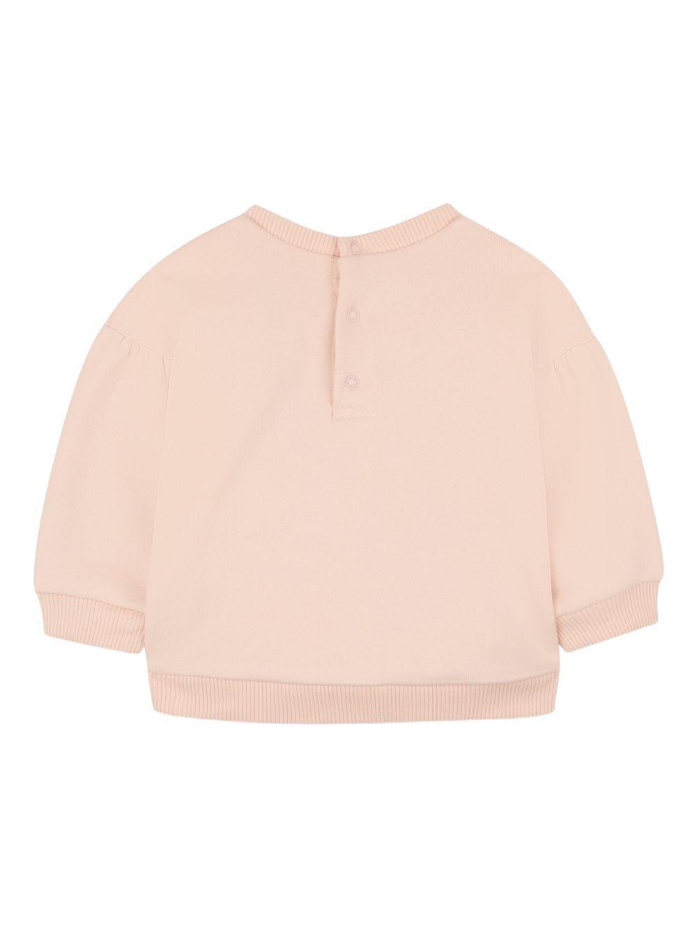Felpa per neonata Chloé Kids rosa con dettaglio logo - Rubino Kids