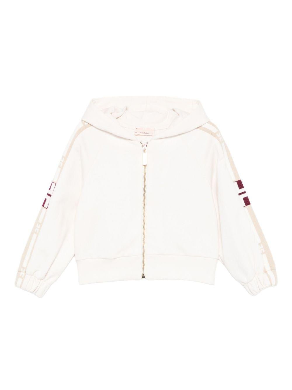 Felpa per neonata Elisabetta Franchi La Mia Bambina beige con cappuccio e zip - Rubino Kids