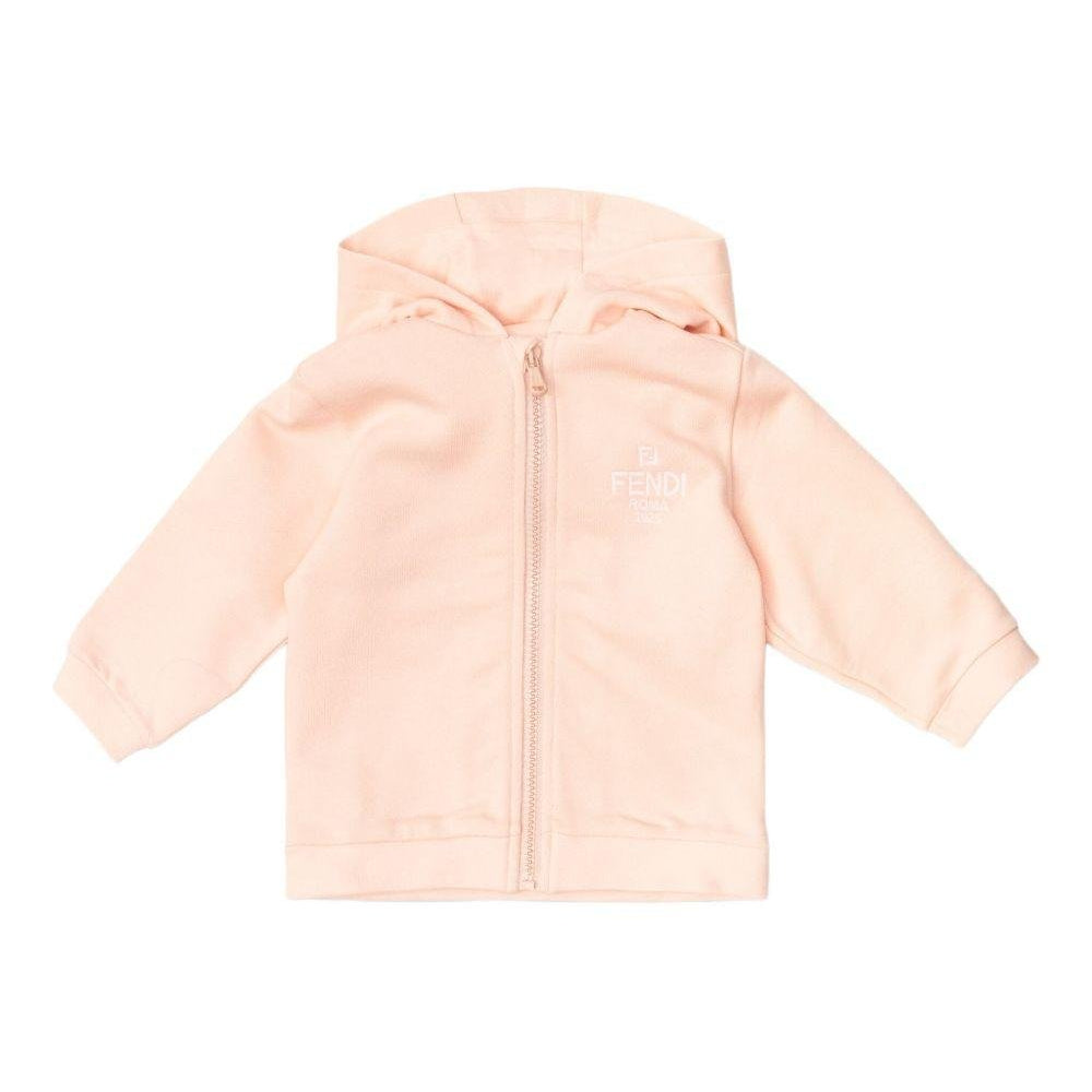 Felpa per neonata Fendi Kids rosa con logo ricamato - Rubino Kids