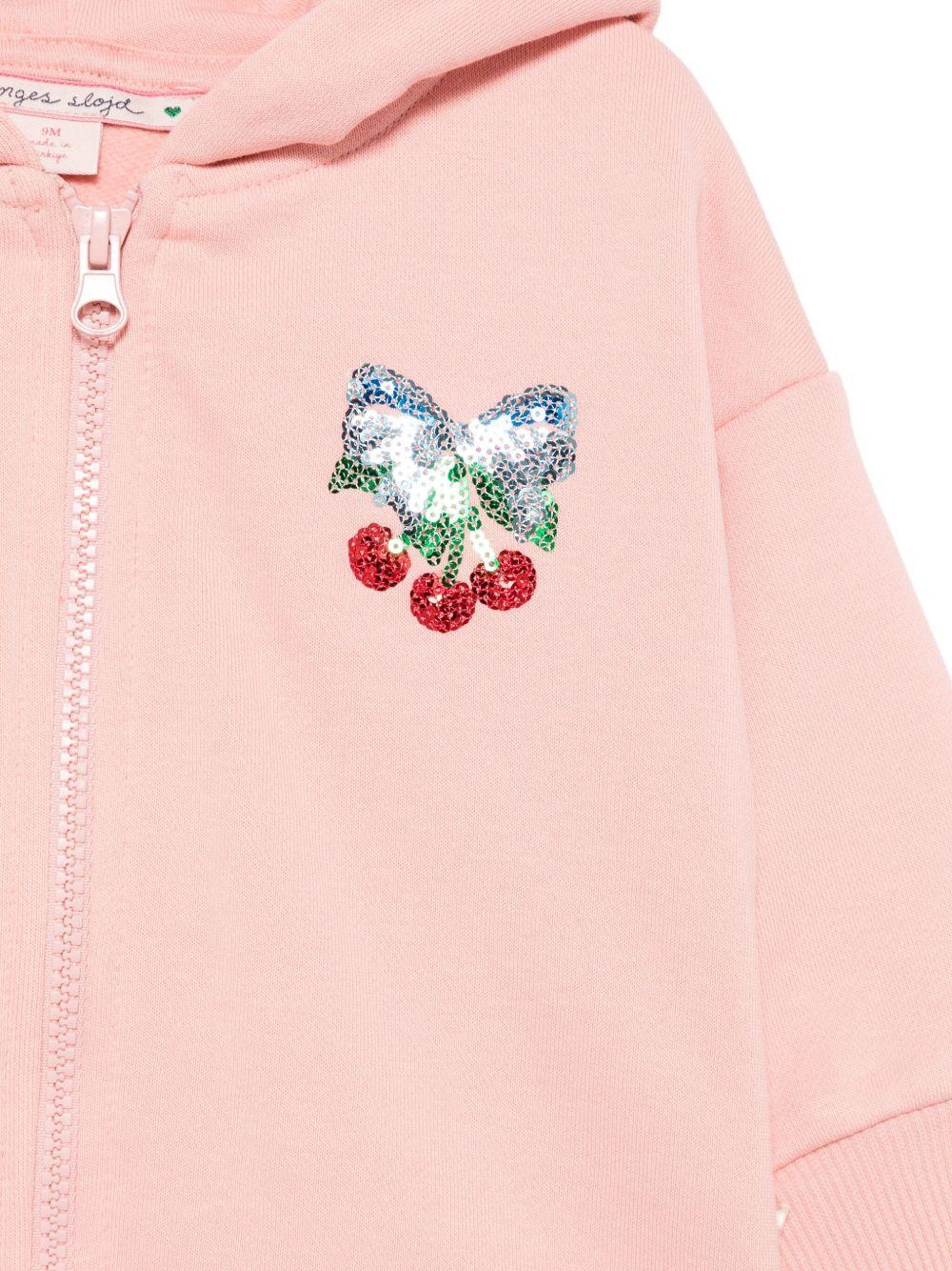 Felpa per neonata Konges Slojd rosa con cappuccio e decorazioni con paillettes - Rubino Kids