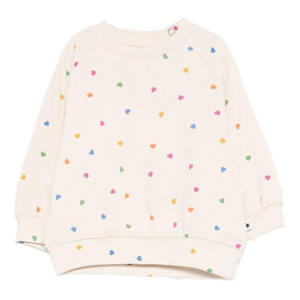 Felpa per neonata Molo bianca con stampa cuoricini all - over - Rubino Kids