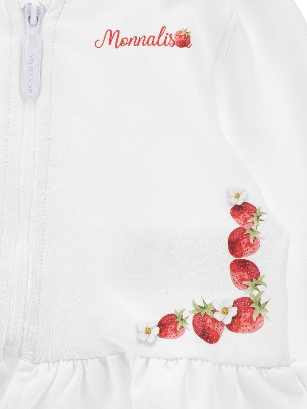 Felpa per neonata Monnalisa bianca con stampa fragole sul davanti - Rubino Kids