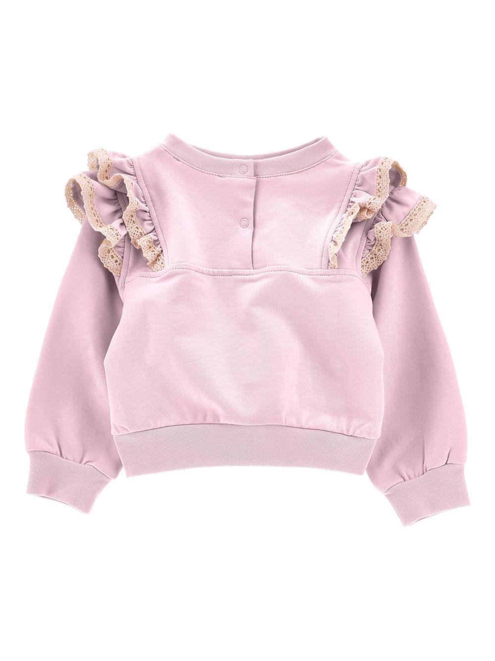 Felpa per neonata Monnalisa rosa con stampa coniglio - Rubino Kids