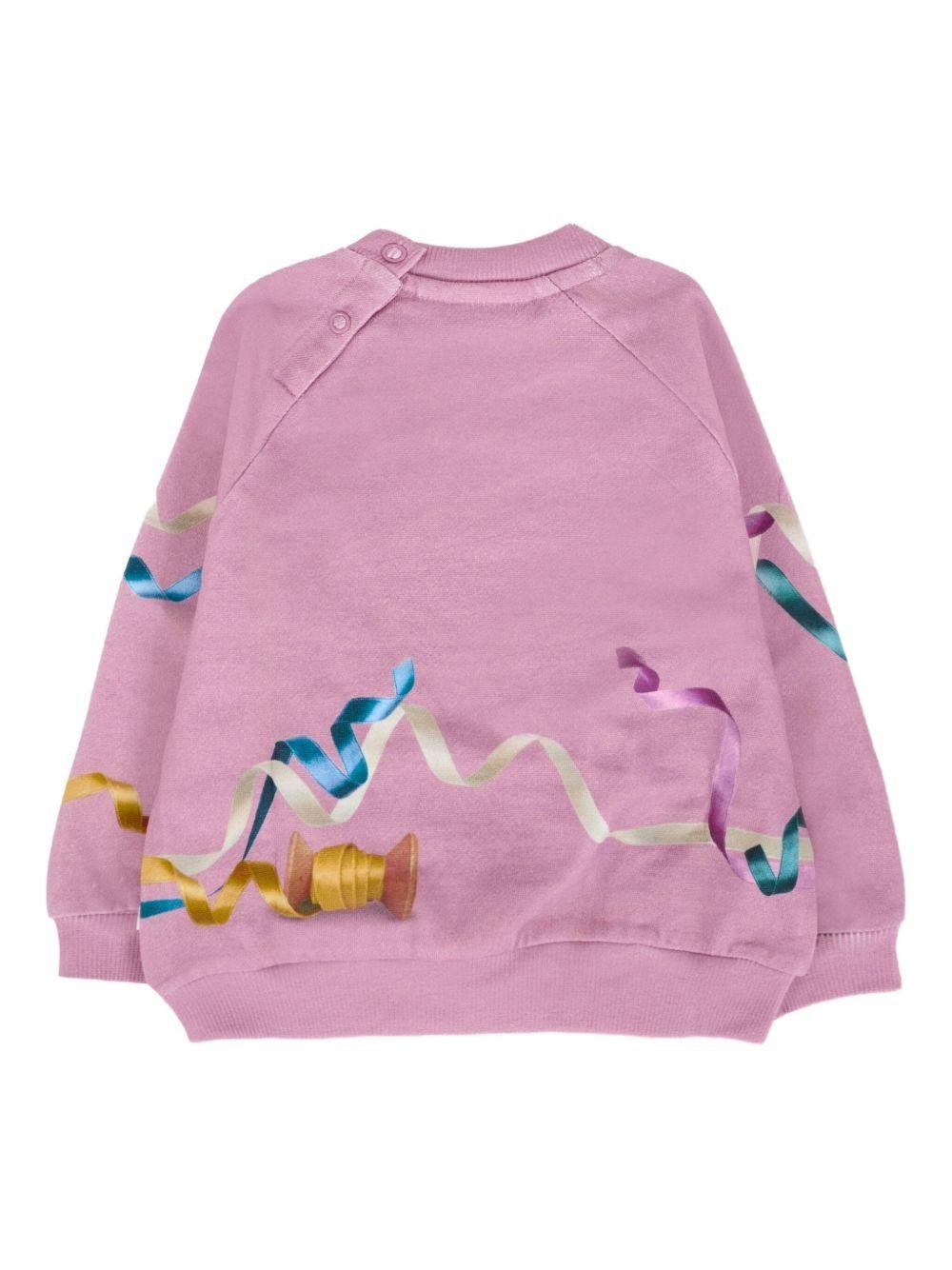 Felpa per neonata Monnalisa rosa con stampa cuccioli - Rubino Kids