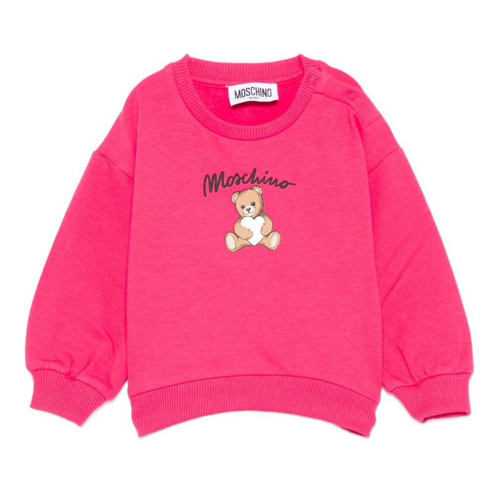 Felpa per neonata Moschino Kids fucsia con stampa orsetto - Rubino Kids