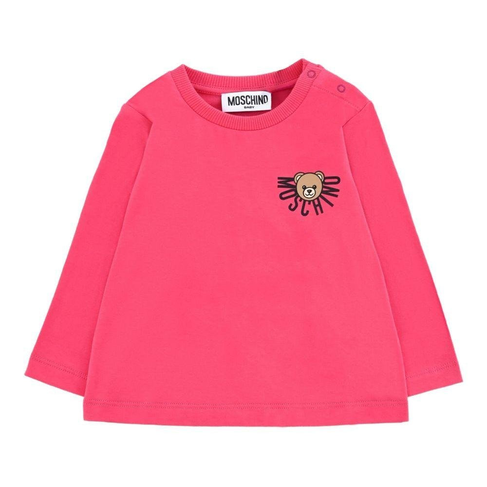 Felpa per neonata Moschino Kids fucsia con stampa Teddy - Rubino Kids