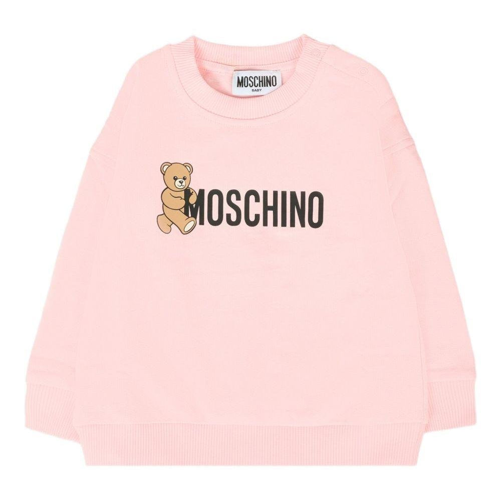 Felpa per neonata Moschino Kids rosa con caratteristico motivo Teddy - Rubino Kids