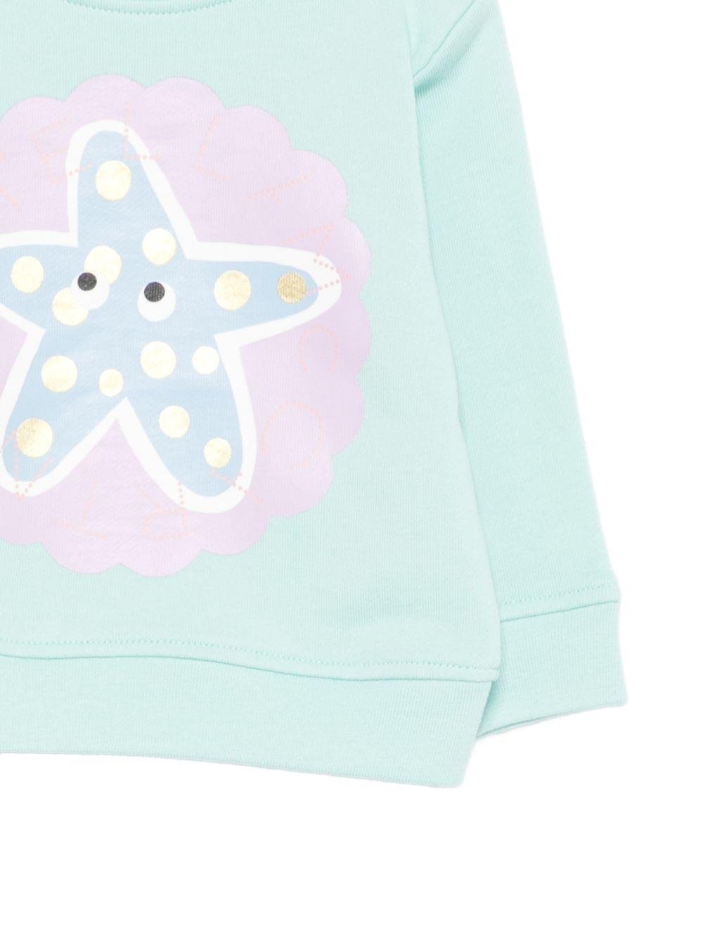Felpa per neonata Stella McCartney Kids azzurra con stampa stella marina - Rubino Kids