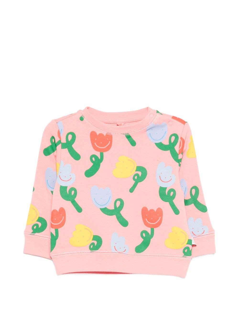 Felpa per neonata Stella McCartney Kids rosa con stampa floreale all - over - Rubino Kids