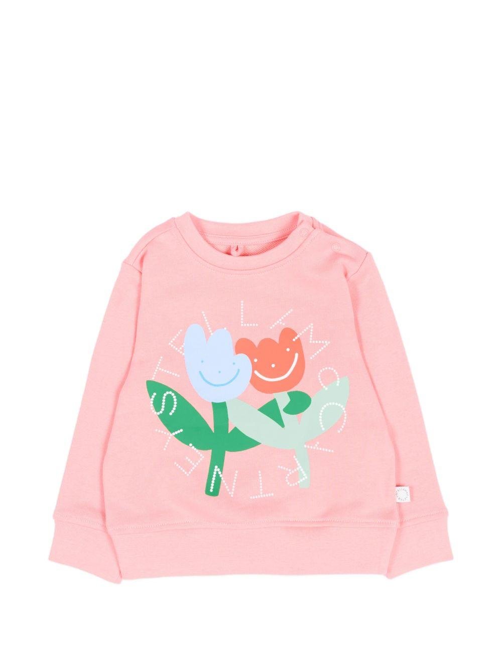 Felpa per neonata Stella McCartney Kids rosa con stampa grafica - Rubino Kids