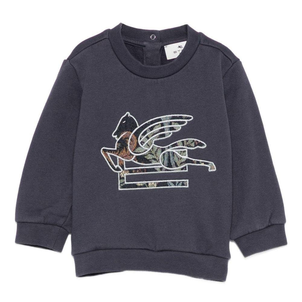Felpa per neonati Etro Kids blu con ricamo Pegaso e chiusura con bottoni - Rubino Kids
