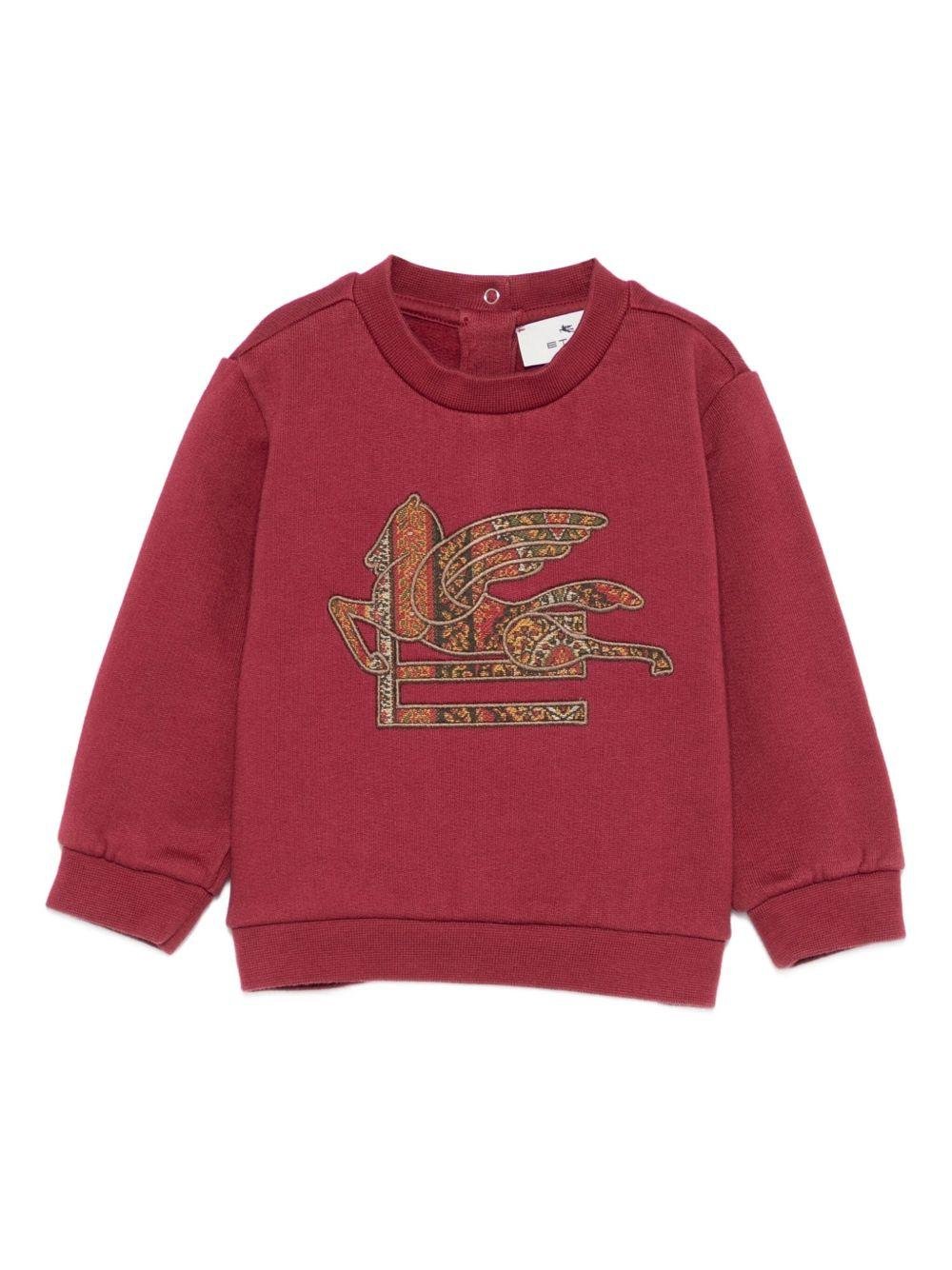 Felpa per neonati Etro Kids rossa con ricamo Pegaso e chiusura con bottoni - Rubino Kids