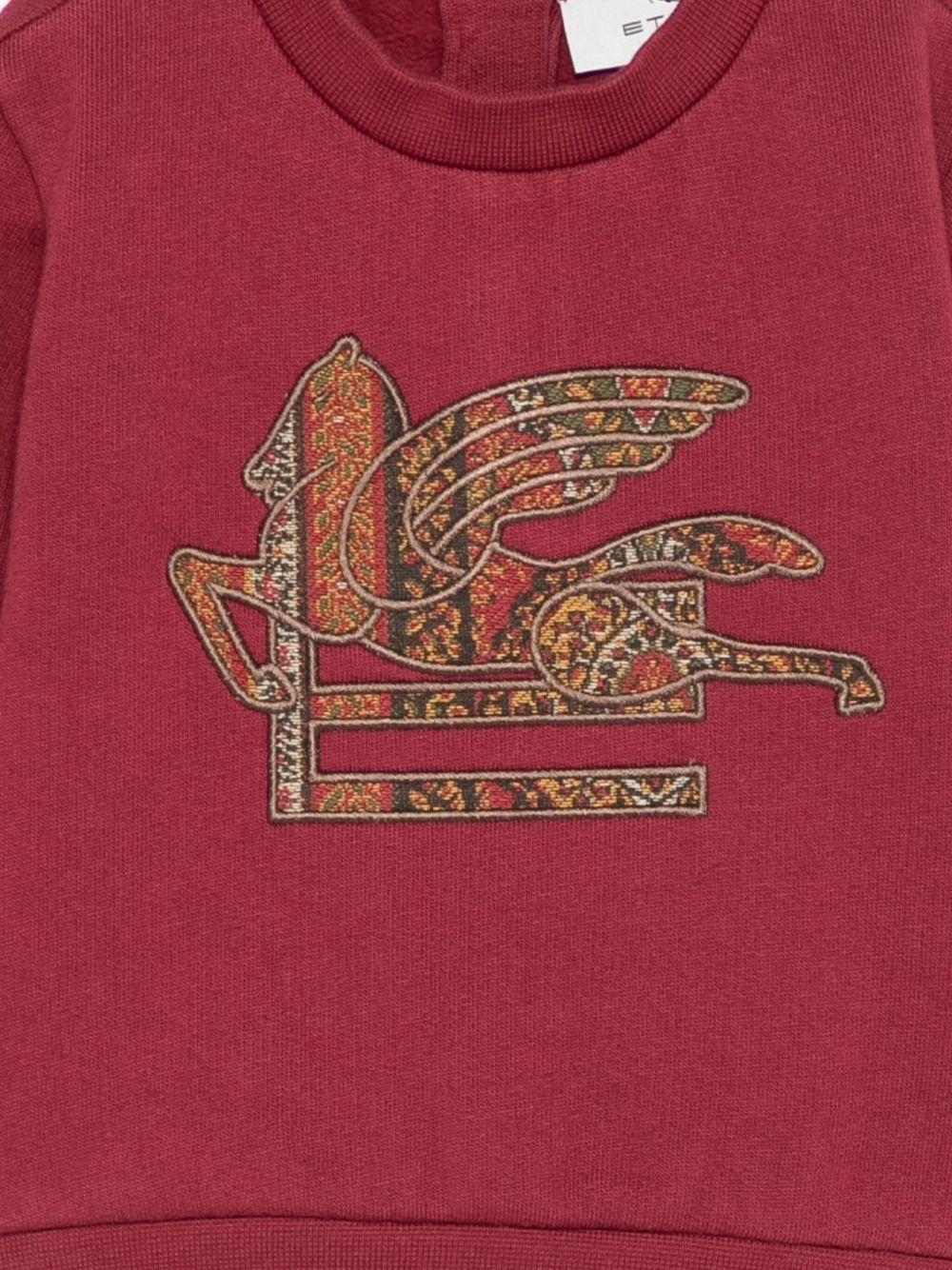 Felpa per neonati Etro Kids rossa con ricamo Pegaso e chiusura con bottoni - Rubino Kids