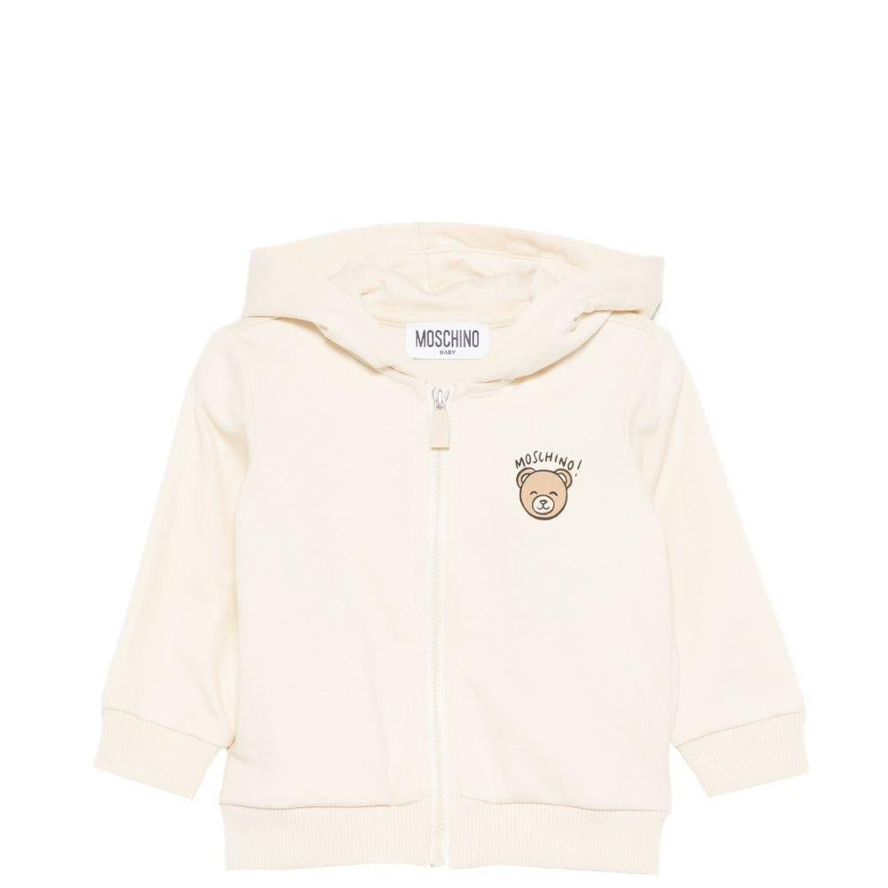 Felpa per neonati Moschino Kids beige con stampa Teddy Bear - Rubino Kids