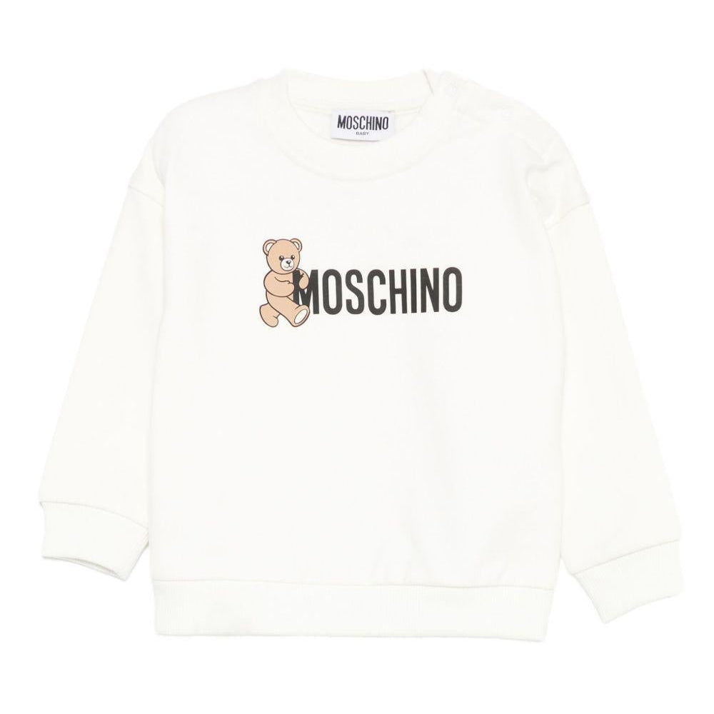 Felpa per neonati Moschino Kids bianca con caratteristico motivo Teddy - Rubino Kids
