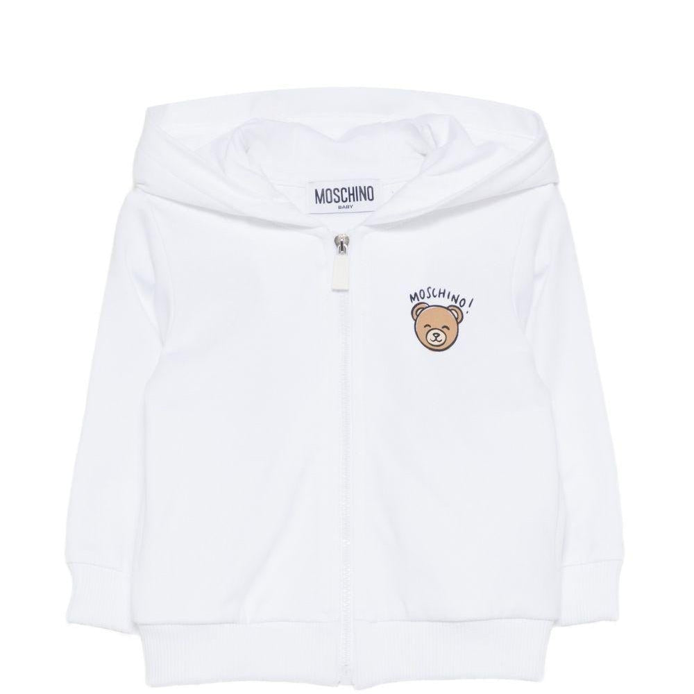 Felpa per neonati Moschino Kids bianca con stampa Teddy Bear - Rubino Kids