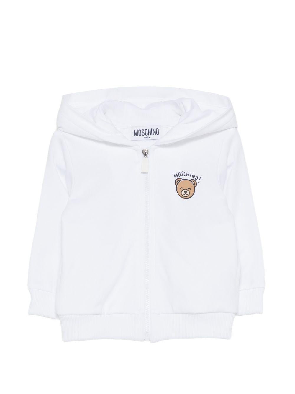 Felpa per neonati Moschino Kids bianca con stampa Teddy Bear - Rubino Kids