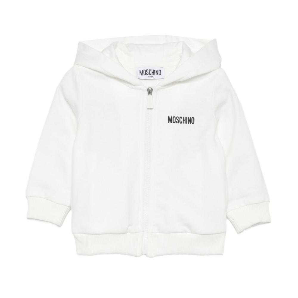Felpa per neonati Moschino Kids bianco con chiusura con zip - Rubino Kids