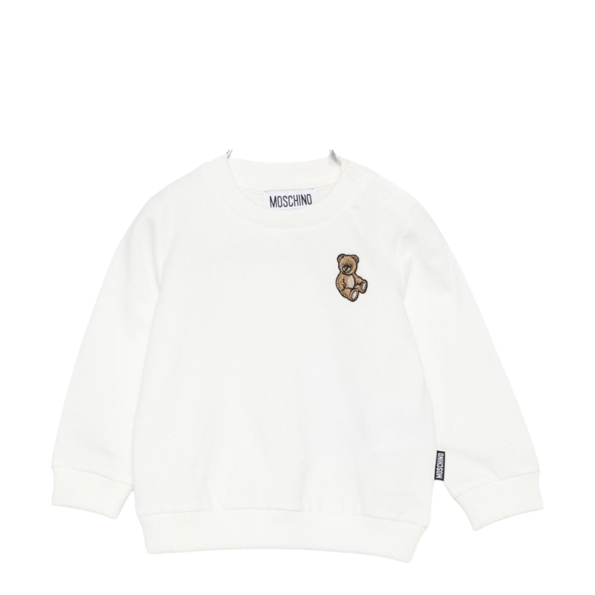 Felpa per neonati Moschino Kids bianco con logo Teddy Bear - Rubino Kids