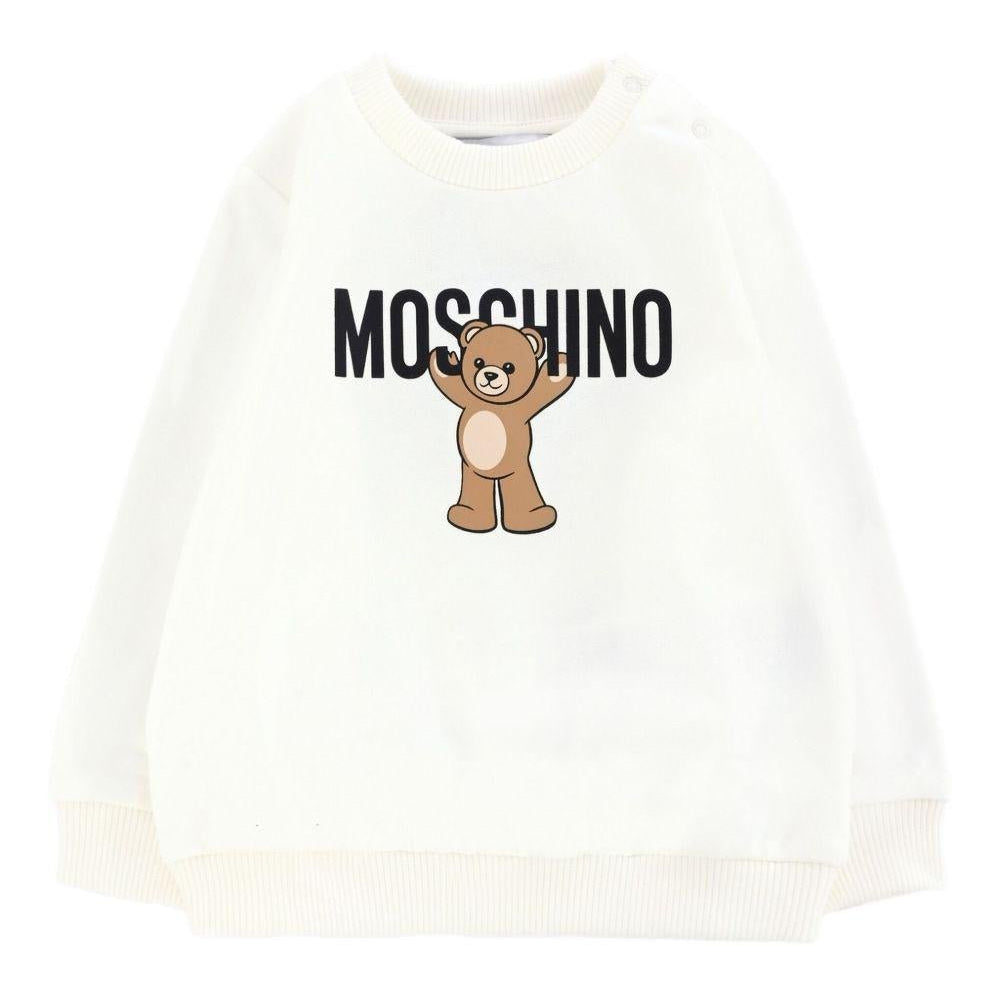 Felpa per neonati Moschino Kids bianco con logo Teddy Bear - Rubino Kids