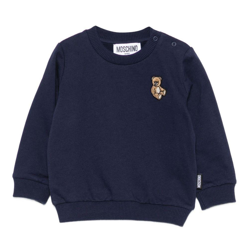 Felpa per neonati Moschino Kids blu con logo Teddy Bear - Rubino Kids